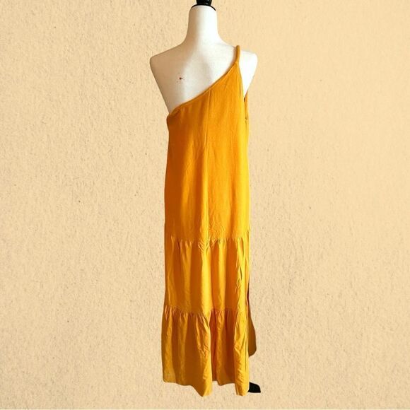 FARM Rio yellow one shoulder tiered maxi dress linen - Picture 4 of 15